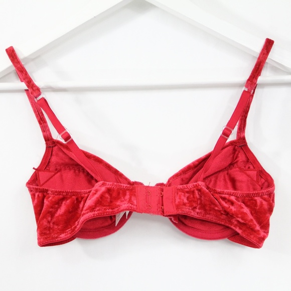 Vintage Victoria's Secret Bra 34A red Velvet 90s fashion VS - Picture 4 of 8